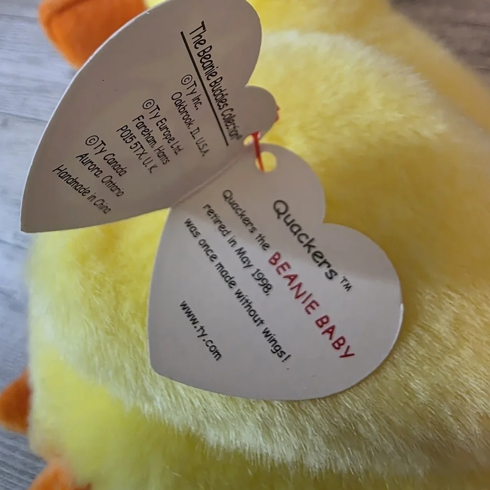 Ty Quackers Yellow Plush Duck Toy